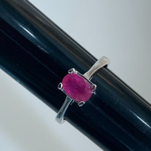 Solid Sterling Silver and Pale Ruby Minimalist Ring Size 7-Mood:Rosé Rocket Fuel - Picture 8 of 15